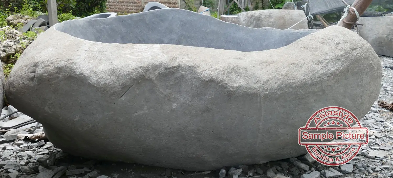  Product image 1 of the product “Riverstone basin, natural surface, polished inside. Dia approx 171-180cm Height 71-80cm ”